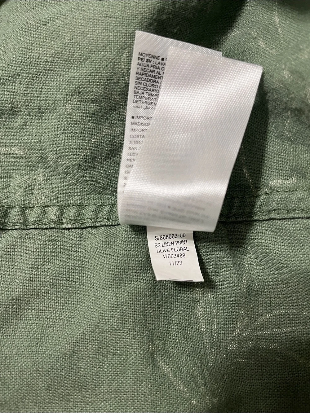 Old Navy Green Short-Sleeve Linen Blend Button-Up Shirt XL